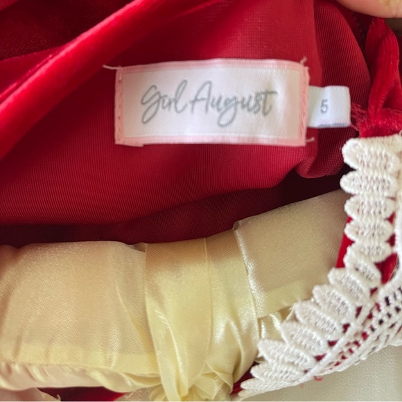 Girl August Girl’s Holiday Christmas Velvet Lace & Chiffon Dress size 5 EUC - Picture 7 of 7